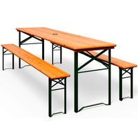 Set Birreria Tavolo Panche Pieghevoli Legno 200Cm