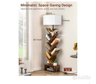 Libreria ad albero con lampada incorporata