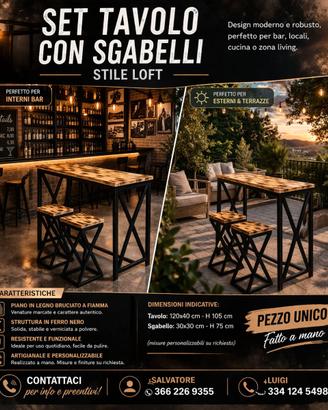 🔥 SET TAVOLO + SGABELLI STILE LOFT 🔥