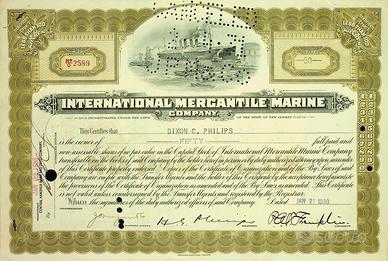 Certificato azionario USA – Titanic - 1930