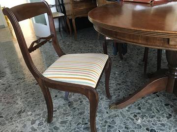 Tavolo tondo mogano + sedie