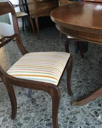 Tavolo tondo mogano + sedie