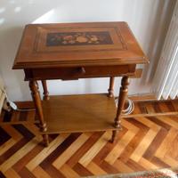 TAVOLINO LEGNO INTARSIATO PORTA TV - COMPUTER ECC.