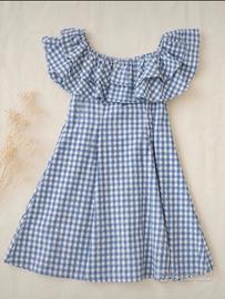 Vestito donna a quadretti vichy blu e bianco