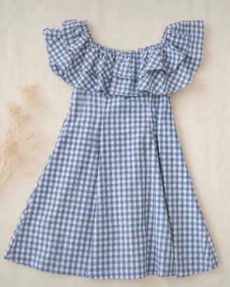 Vestito donna a quadretti vichy blu e bianco