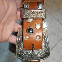 Original leather belt, colour brown, made in Italy