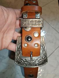 Original leather belt, colour brown, made in Italy