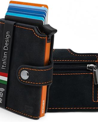 BEWMER v2 Portafoglio Uomo Slim In Similpelle Con