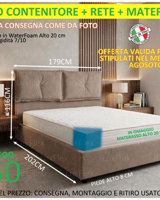 Letto matrimoniale contenitore + rete + materasso
