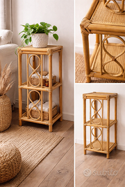 Mobiletto vintage in rattan/vimini anni ’70-’80, 2