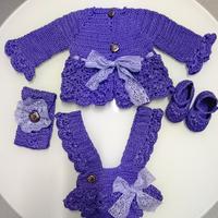 uncinetto bimba 0-3 mesi completo viola 
