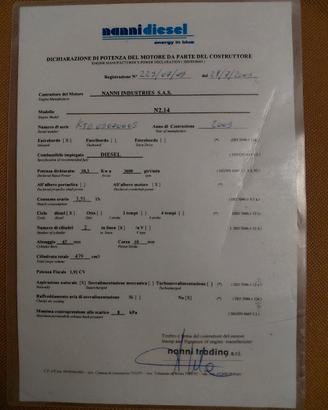 MOTORE ENTROBORDO NANNI DIESEL 14CV (reg@lo barca)