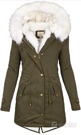 parka donna verde con pelliccia