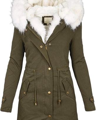 parka donna verde con pelliccia
