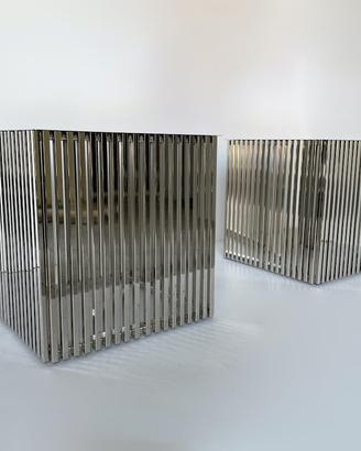 Coppia tavolini cubici - metallo cromato 1970