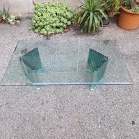 grande tavolino design anni 80 in vetro fiam 