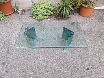 grande tavolino design anni 80 in vetro fiam 