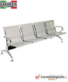 Sedie da attesa in acciaio – NUOVE – 4 posti