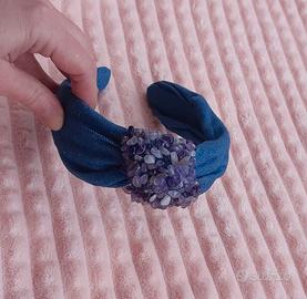Cerchietto denim con ametista