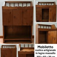 Mobiletto rustico artigianale in legno massello co