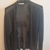 cardigan nero fiori