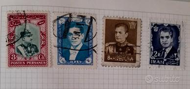 Lotto 4 francobolli Persia Iran Shia Pahlavi