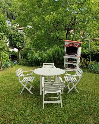 Tavolo Reguitti 4 sedie legno bianco pieghevoli
