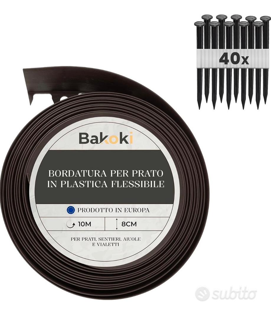 VOUNOT® Bordo Giardino Flessibile, Bordi Aiuole Plastica, con 60 Chiodi di Fissaggio, Lunghezza 20m, Altezza 5cm, Nero