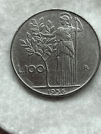 Moneta da 100 Lire  Minerva - Anno 1956