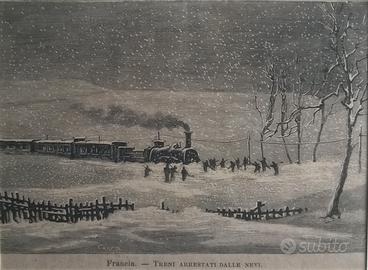 Treno / Barca - Stampe Antiche originali d'epoca