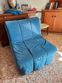 Poltrona letto una 1 piazza blu con rete a doghe