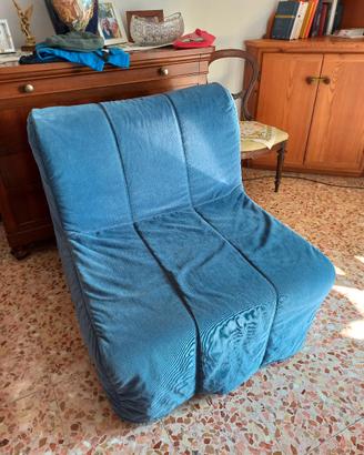 Poltrona letto una 1 piazza blu con rete a doghe