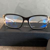 Montatura occhiali neri interno azzurro, Prada