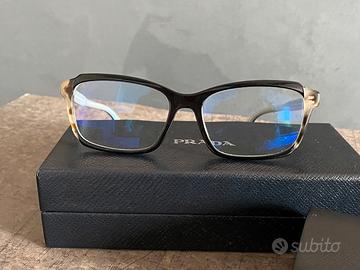 Montatura occhiali neri interno azzurro, Prada