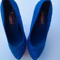 scarpe col tacco brillantini blu