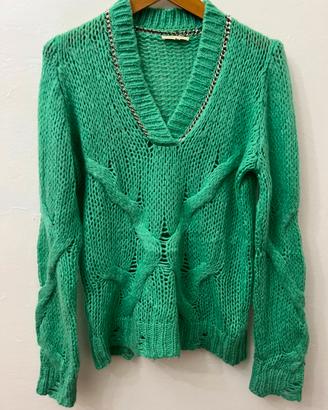 💚 Maglione Patrizia Pepe Verde Menta con Catena