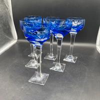 6, bicchieri da vino, blu/bianco