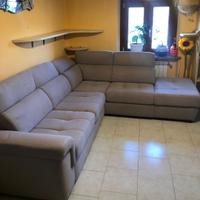 Divano letto angolo destro con puff contenitore