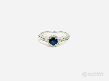 Anello Zaffiro Diamanti Oro Bianco 18 kt