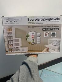 Scarpiera 6 ripiani pieghevole in plastica rigida