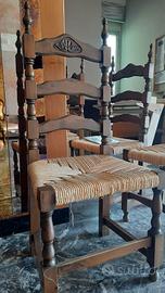 Set di 8 sedie rustiche in legno