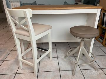 2 sgabelli alti in legno e 1 regolabile, ikea