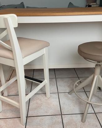 2 sgabelli alti in legno e 1 regolabile, ikea