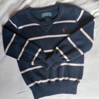 Maglione Ralph Lauren blu a righe bianche.