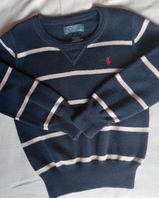 Maglione Ralph Lauren blu a righe bianche.