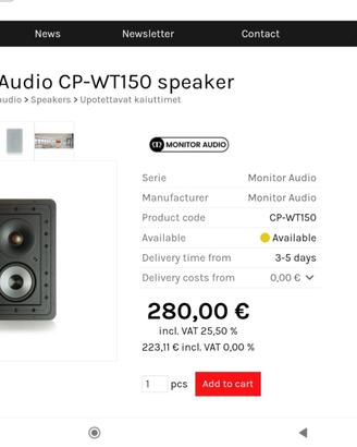 Diffusori Casse Monitor Audio CP-WT150