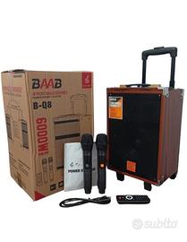 Cassa bluetooth portatile karaoke 6000 watt pmpo 