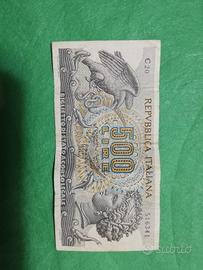 banconota 500 lire aretusa senza fibrile in R2 