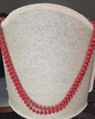Collana Vintage Sautoir Rosso Corallo Pasta Vetro