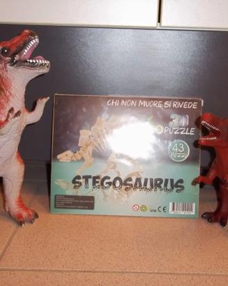 Giochi dinosauri alt. 30 cm + puzzle 3D.